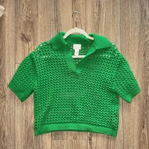 Pointelle-knit polo shirt